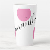 Tasse Latte Nom Moderne Grand Pois rose (Devant)
