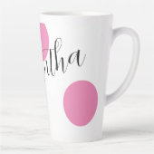 Tasse Latte Nom Moderne Grand Pois rose (Droite)
