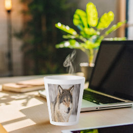Tasse Latte Nom monogramme de la tête de loup