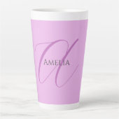 Tasse Latte Nom Monogramme Lettre initiale Orchid & Lilac (Devant)