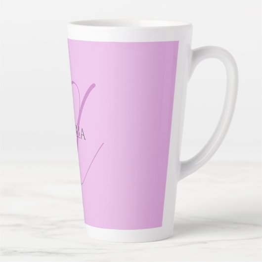 Tasse Latte Nom Monogramme Lettre initiale Orchid & Lilac (Droite)