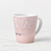 Tasse Latte Nom Monogramme Pailleté Rose Or Élégant (Angle droit)