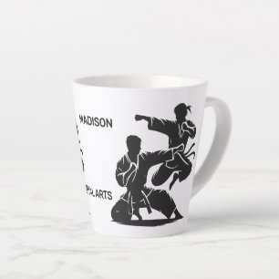 Tasse Latte Nom personnalisé & Arts martiaux texte