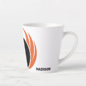 Tasse Latte Nom personnalisé Boule de Bowling avec flamme (Droite)