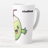 Tasse Latte Nom personnalisé Cute Coconuts (Angle droit)