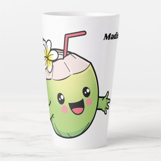 Tasse Latte Nom personnalisé Cute Coconuts (Devant)