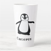 Tasse Latte Nom personnalisé Cute Peeking Penguin (Devant)