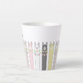 Tasse Latte Nom personnalisé Cute Retro Colorful Llamas (Devant)