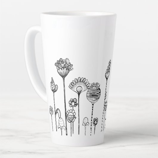 Tasse Latte Nom Personnalisé Dans Le Motif Noir Et Blanc (Angle gauche)