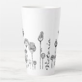 Tasse Latte Nom Personnalisé Dans Le Motif Noir Et Blanc (Devant)