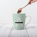 Tasse Latte Nom personnalisé de la menthe pastel minimaliste<br><div class="desc">Nom personnalisé de la menthe pastel minimaliste</div>
