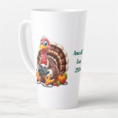 Tasse Latte Nom personnalisé, dinde jouant à un jeu vidéo (Angle gauche)
