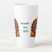 Tasse Latte Nom personnalisé, dinde jouant à un jeu vidéo (Devant)