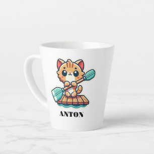Tasse Latte Nom personnalisé et chatte à ramer personnalisée