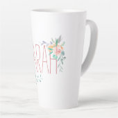 Tasse Latte Nom Personnalisé Et Corail Floral Et Vert (Angle droit)