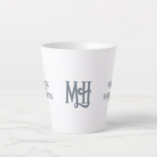 Tasse Latte Nom personnalisé et monogramme minimaliste