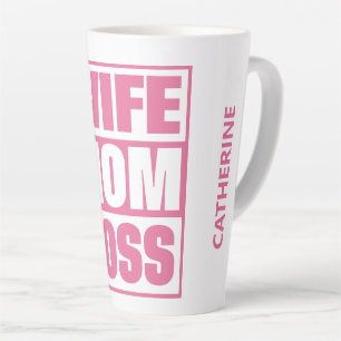 Tasse Latte Nom personnalisé Femme - Maman - Patron