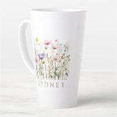 Tasse Latte Nom personnalisé fleur sauvage (Angle gauche)
