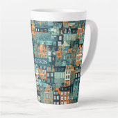 Tasse Latte Nom personnalisé Hollandais Maisons Motif (Angle droit)