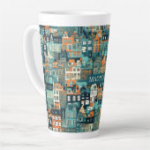 Tasse Latte Nom personnalisé Hollandais Maisons Motif (Angle gauche)