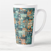 Tasse Latte Nom personnalisé Hollandais Maisons Motif (Droite)