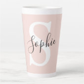 Tasse Latte Nom personnalisé moderne Monogram Pastel Rose (Devant)