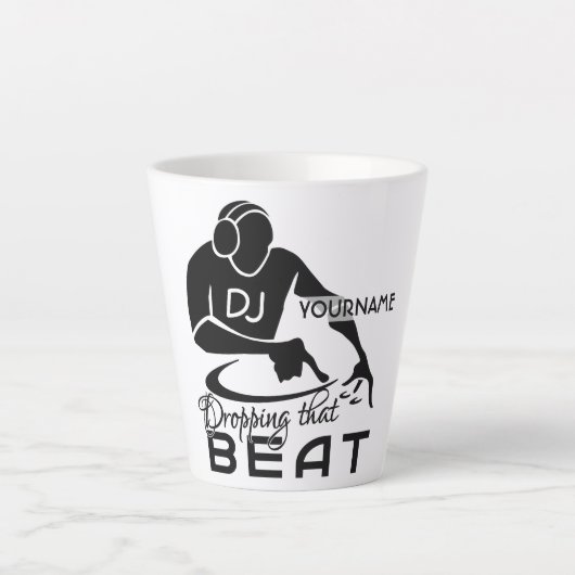 Tasse Latte Nom personnalisé Music DJ (Devant)
