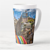 Tasse Latte Nom personnalisé Pérou Llama (Angle droit)