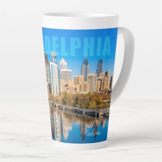 Tasse Latte Nom personnalisé Philadelphia Pennsylvanie (Angle droit)