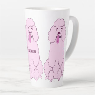 Tasse Latte Nom personnalisé Poodles roses