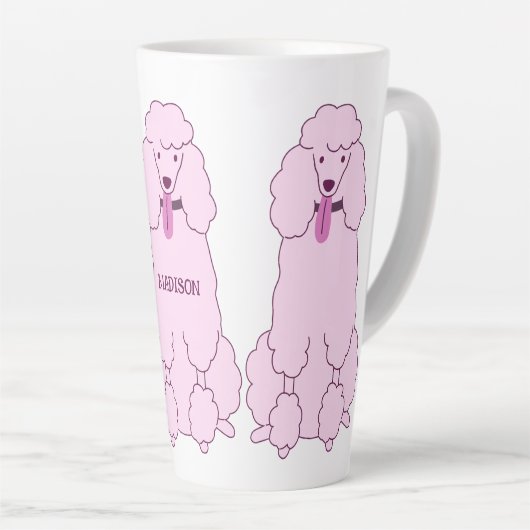 Tasse Latte Nom personnalisé Poodles roses (Angle droit)