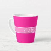 Tasse Latte Nom personnalisé Rose chaud (Angle gauche)