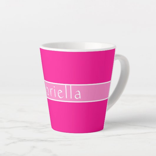 Tasse Latte Nom personnalisé Rose chaud (Angle droit)