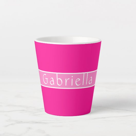 Tasse Latte Nom personnalisé Rose chaud (Devant)