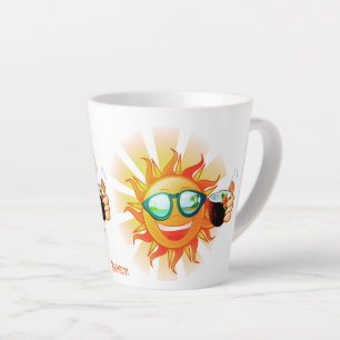 Tasse Latte Nom personnalisé Soleil tropical