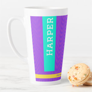 Tasse Latte Nom personnalisé tendance violet