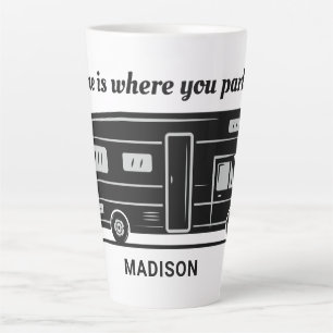 Tasse Latte Nom personnalisé, texte et couleur Camionnette de