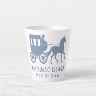 Tasse Latte Nom personnalisé & Texte Mackinac Island