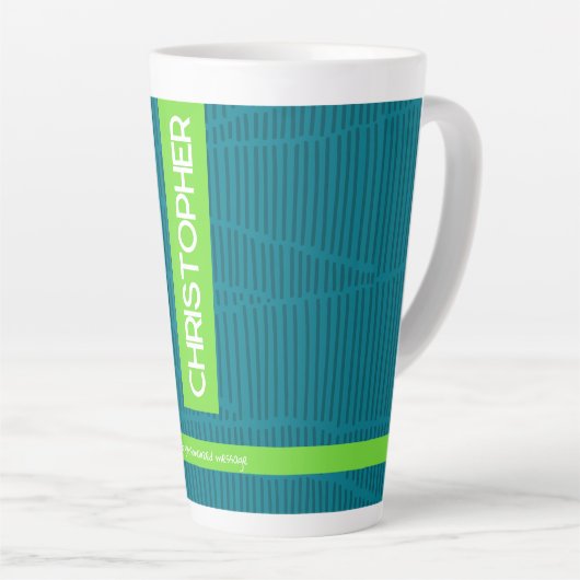 Tasse Latte Nom personnalisé vert moderne (Angle droit)