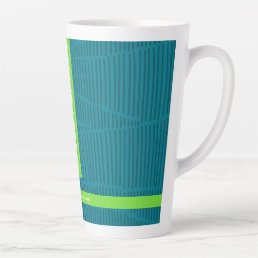 Tasse Latte Nom personnalisé vert moderne (Droite)
