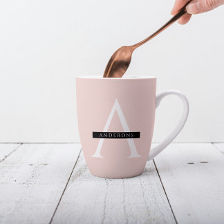 Tasse Latte Nom personnel minimaliste Pastel Pink