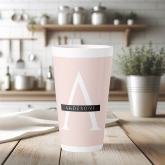Tasse Latte Nom personnel minimaliste Pastel Pink