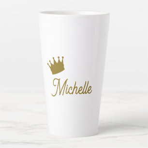 Tasse Latte Nom propre Créatif Tendance Couleur Or Script