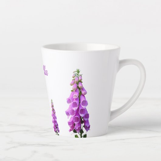 Tasse Latte Nom rose fleur sauvage fleuri blanc pourpre (Droite)