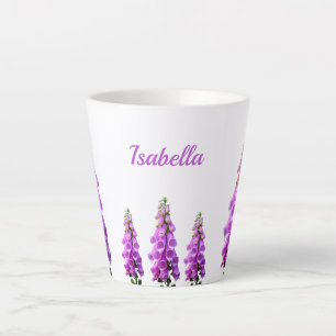 Tasse Latte Nom rose fleur sauvage fleuri blanc pourpre