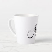 Tasse Latte Nom simple de script gris monogramme noir (Angle gauche)