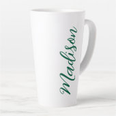 Tasse Latte Nom vert du chasseur Script manuscrit personnalisé (Angle droit)