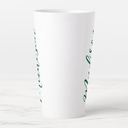 Tasse Latte Nom vert du chasseur Script manuscrit personnalisé (Devant)