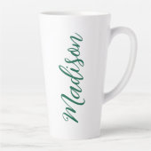 Tasse Latte Nom vert du chasseur Script manuscrit personnalisé (Droite)