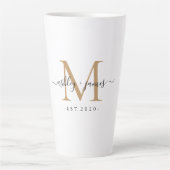 Tasse Latte Noms des monogrammes d'or mariage Année Est (Devant)